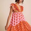 Women's Floral Ruffle Waist A-Line Summer Dress