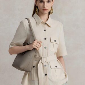Women's Linen Single-Breasted Short Sleeve Coat