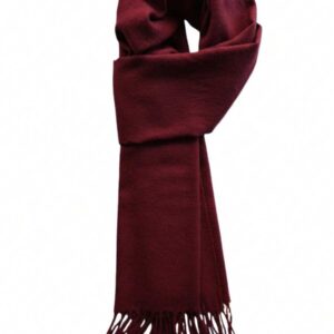 Soft Solid Burgundy Knitted Tassel Scarf For Winter