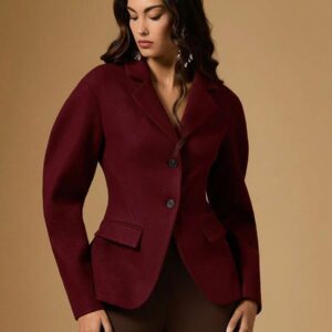 Women's Elegant Burgundy Winter Lapel Jacket